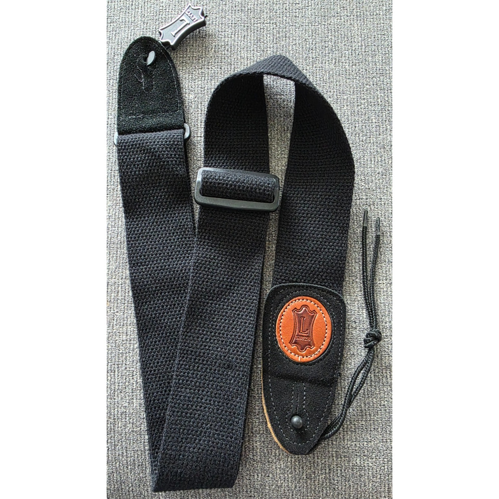 Guitar Strap, Levy's Leather Cotton/Suede 2" , up to 60" Tri-Glid in Black, New